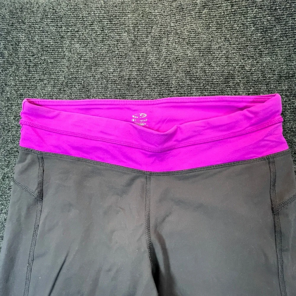 Champion Duo Dry Leggings Women Large Grey Purple Capri Workout Yoga Athletic